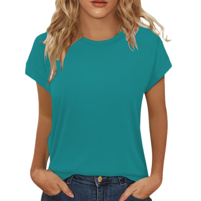 Charmgo Hauts pour Femmes Hauts d'Été pour Femmes Chemises à Manches Courtes Col Rond Tunique Mignonne et Tendance Blouses Sorties Hauts Grande Taille pour Femmes Vert Menthe m