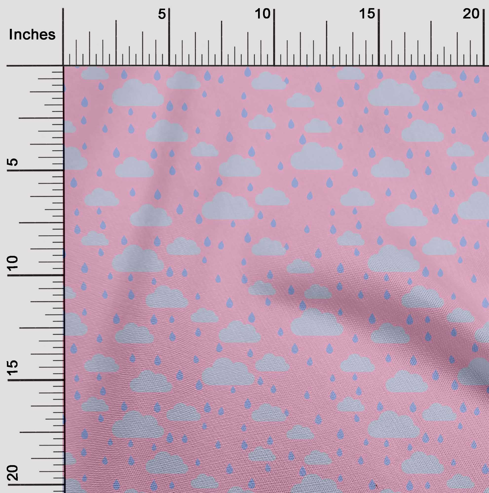 oneOone Silk Tabby Fabric Raindrop & Clouds Nature Print Fabric by The Yard 42 Inch Wide