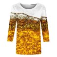 thumbnail image 4 of Pompotops T-shirt Imprimé Mode Femme Mi-Longueur Manches 3/4 Chemisier Col Rond Manches Décontractées, 4 of 5