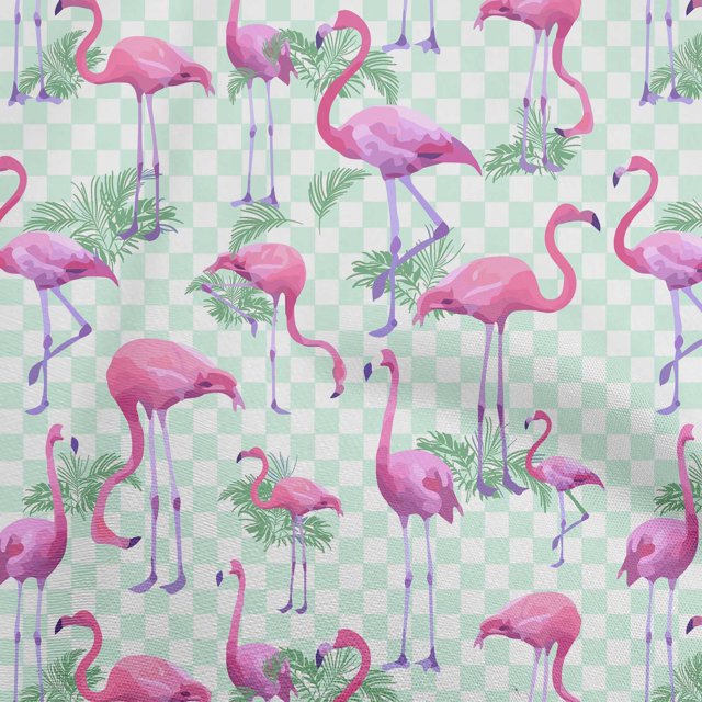oneOone Rayon Fuschia Pink Fabric Check & Toucan Fabric For Sewing Printed Craft Fabric By The Yard 56 Inch Wide
