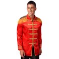 thumbnail image 2 of iiniim Mens 60s Hipper Costume High Slit Gold Trim Add Accessories Sergeant Icon Hippy Fancy Dress Up Red M, 2 of 6
