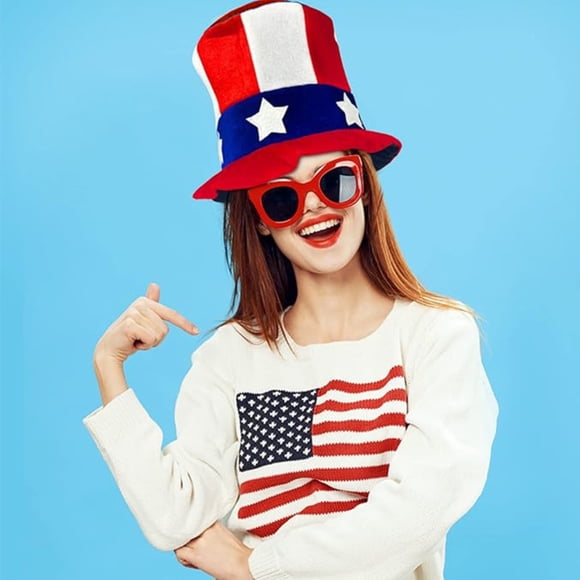 sdhkgrrt Independence Day Uncle Sam Hat, Patriotic Uncle Sam Top Hat, Fourth Of July Costume Party Hat, Viral Independence Day Celebration Accessory, American Flag Themed Keepsake Gift