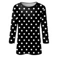 thumbnail image 5 of Lenpel T-Shirts pour Femmes Grande Taille Décontractés à Manches 3/4, Col Ras du Cou, T-Shirts Imprimés, Hauts, Tuniques de Printemps Été, 5 of 5