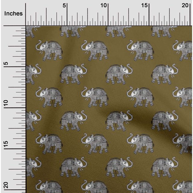 oneOone Viscose Jersey Fabric Elephant Block Print Fabric BTY 60 Inch Wide