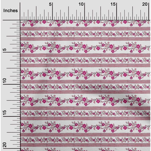 oneOone Polyester Lycra Fabric Stripe|Leaves & Floral Block Print Fabric BTY 56 Inch Wide