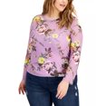thumbnail image 1 of Love, Fire Haut en Maille Imprimée Tendance à Manches Longues Grande Taille, Violet, 1X, 1 of 1