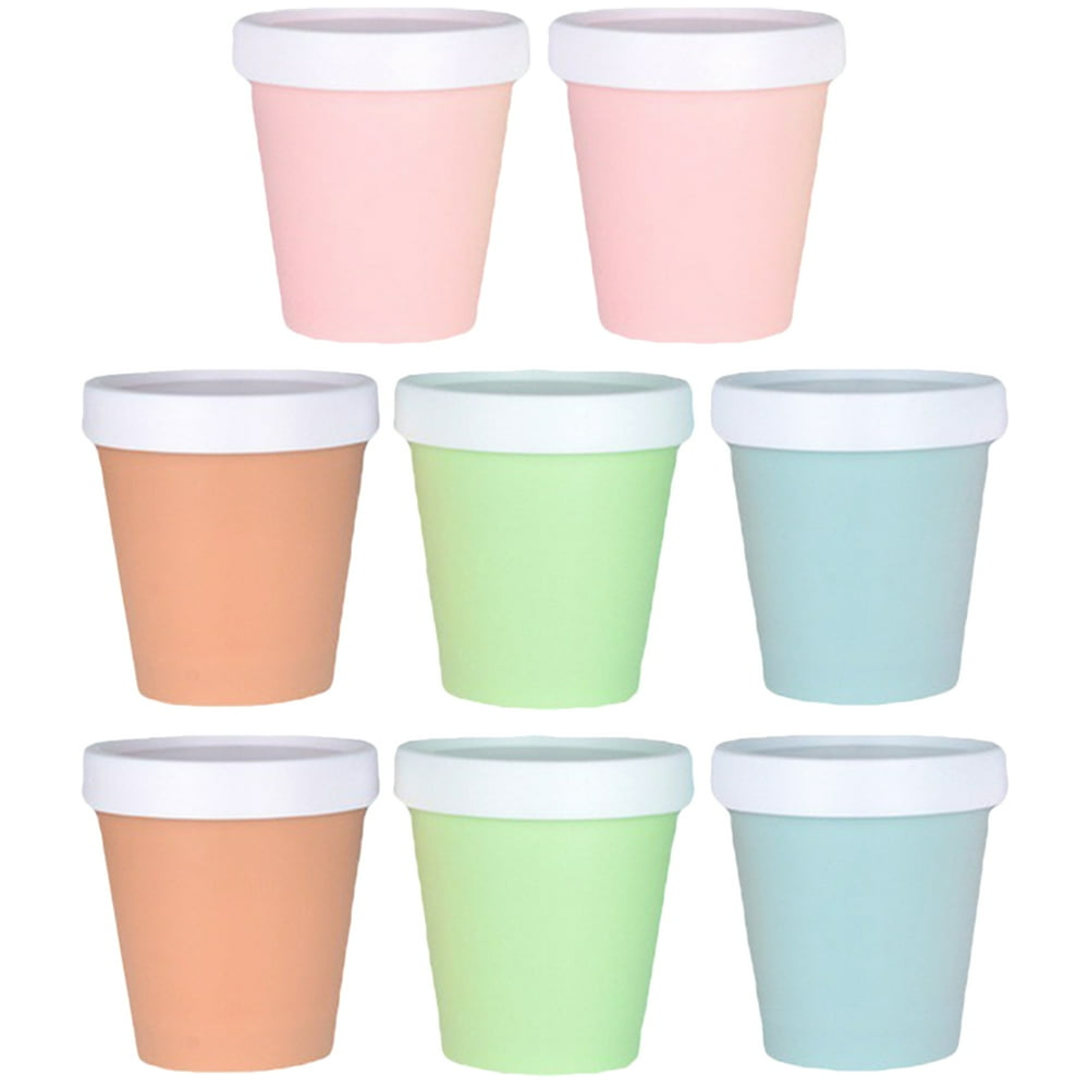 LOVEVER 8 Pcs Empty Ice Cream Bottle Bowls with Lid Plastic Containers for Desserts Soup Cups