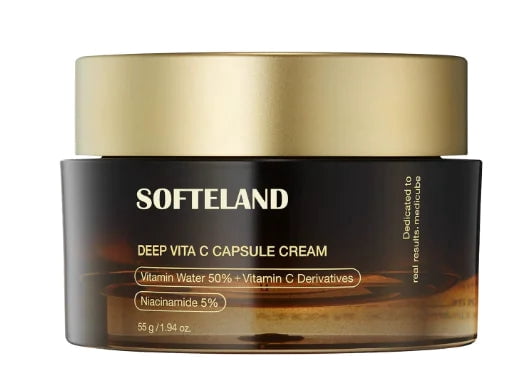 Softeland Vitamin C Facial Moisturizer with Gold Capsules - Hydrating Daily Face Moisturizer for Soft, Smooth-Looking Skin, All Skin Types, 55g