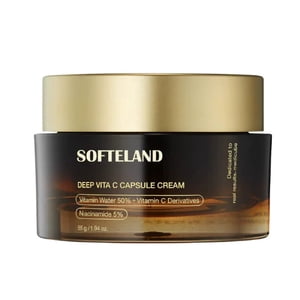 Softeland Hydratant du visage de vitamine C avec capsules dorées - Hydratant quotidiennement visage hydratant pour la peau douce, lissante, tous les types de peau, 55g