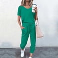 thumbnail image 2 of Yuyuzo Womens Workout Sets 2 Piece Short Sleeve Crew Neck T-Shirts Drawstring Jogger Pants with Pockets, 2 of 5