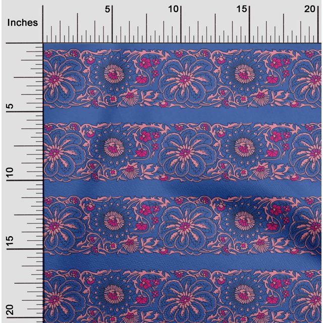 oneOone Polyester Lycra Fabric Leaves & Floral Block Print Fabric By Yard 56 Inch Wide