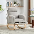 thumbnail image 2 of Yiwa High Back Nursery Glider Rocker Swivel Chair with Adjustable Footrest Soft Padding Solid Wood Legs and Two Side Pockets for Bedroom and Living Room, 2 of 7