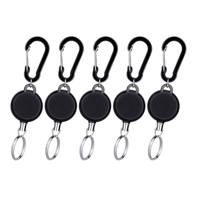 5pccs Retractable Key Chain, Heavy Duty Key Reel Keychain, Extendable Key with 68cm Steel Wire Name Card