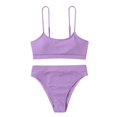 thumbnail image 2 of ylioge Womens Two Piece Swimsuits Tankini Ribbed Built in Removeable Bras Bikini Bathing Suits Ladies Solid High Waisted Swimsuit, 2 of 7