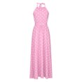thumbnail image 4 of HKEJIAOI Robes Décontractées Soldes Liquidation Robe Fleurie pour Femmes Mode Décontractée Été Sans Manches Col Rond Robe à Pois Col Licou Fermeture Éclair Robe pour Femme Longues Robes Rose, 4 of 5