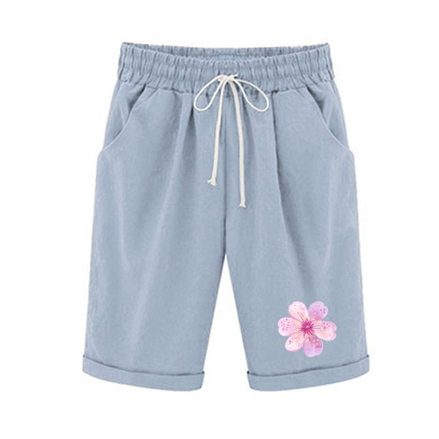 Birdeem Top and Shorts Sets for Women Womens Elastic Waist Printing Drawstring Shorts