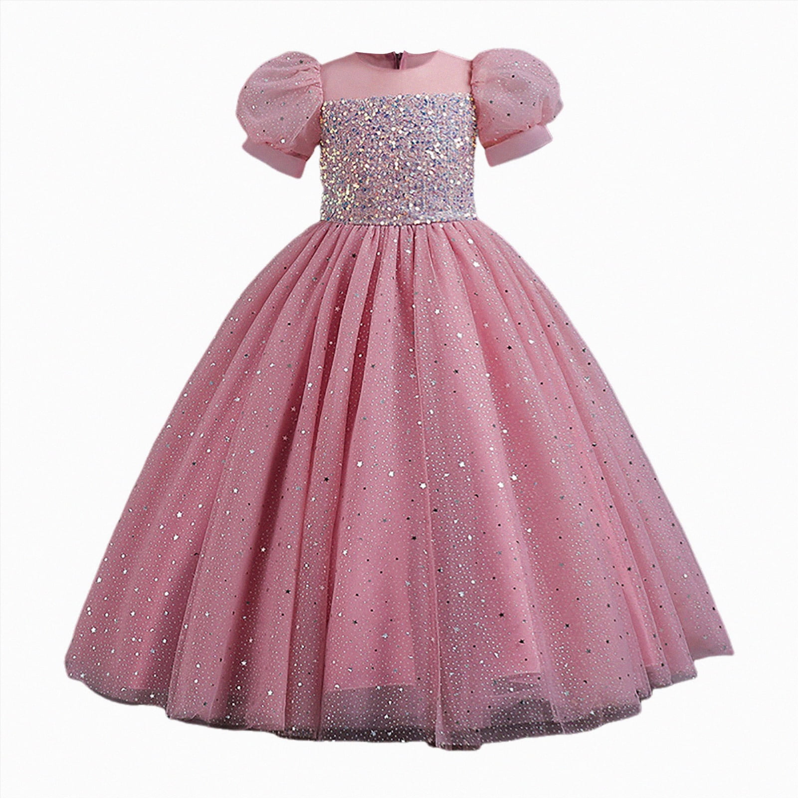junior holiday dresses Gubotare Girls Dress Girls Wedding Party Formal Dress Bridemaid for Teens Tulle High Low Dress Size 13-15 (Light Pink,13-15 Years) Fabric|HEAVY CREPE