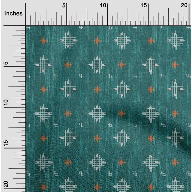 oneOone Polyester Lycra Fabric Check Kasuri Print Sewing Fabric BTY 56 Inch Wide