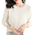 thumbnail image 1 of Duoif Chandails pour Femmes Chandails Légers Tendance pour Femmes Manches Longues Col Rond Léger Doux Tricoté Chandail Blouse Tricotée Chandails pour Femmes Hauts pour Femmes Blanc P, 1 of 5
