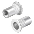 thumbnail image 1 of Unique Bargains #8-32 Rivet Nuts Aluminium Alloy Knurled Flat Head Threaded Insert Nut Silver 100 pcs, 1 of 5