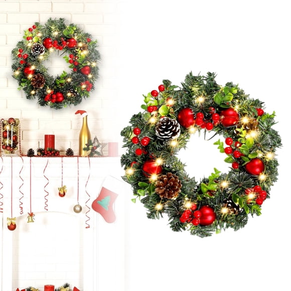 Christmas Decor Wreath Christmas Wreaths For Front Door Christmas Wreath With Bow Berries Needles Christmas Door Wreath For Home Door Wall Christmas Decorations Home wreath
