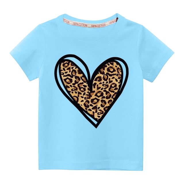 TopLLC Tenue de la Saint-Valentin pour Tout-Petits Garçons Filles Mode Mignon Col Rond Imprimé Manches Courtes Haut Cadeaux de la Saint-Valentin pour Enfants
