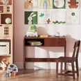 thumbnail image 4 of Costway Kids Desk and Chair Set with Storage Drawer and Hutch, Student Writing Desk Set Brown, 4 of 10
