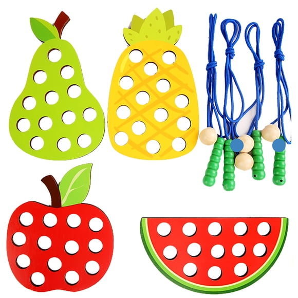 XFGOU Caterpillar fruit threading Toys and Hobbies Educational Animal Toy Gift Threading Learning Lace Toy Wooden Preschool Set Education Education