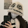 thumbnail image 4 of Women Bucket Hat Keep Warm Handmade Trendy Openwork Plush Bucket Hat, 4 of 5