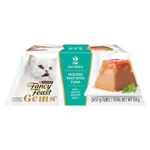 Fancy Feast Gems Mousse Paté avec du thon, de la nourriture pour chats mouillés, 57 g x 2