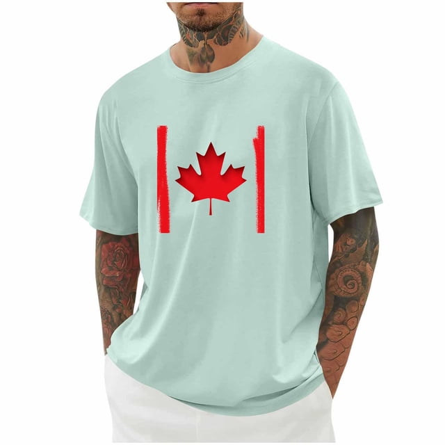 Pisexur T Shirts for Man , Hommes Imprimé Col Rond Mode Décontractée Manches Courtes Blouses Col Rond Chemises Vert Menthe, G Chemises de Golf Hommes & Chemises Hommes