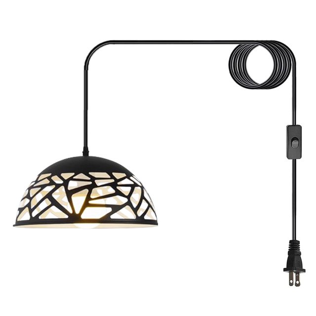Hanging Lamps Dining Room Metal Black White Pendant Light Ceiling Light Plug In
