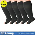 thumbnail image 1 of 2Pack 4XL Toeless Compression Socks Unisex Extra Wide Calf Open Toe Support Circulation 20-30 mmHg Knee High for Fatigue Pain Leg Swelling Soothing Comfy Gradient Support Prevents Edema B, 1 of 10