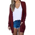 thumbnail image 1 of AherBiu Womens Cardigan Tops Long Sleeve Open Front Mid-Long Outwear with Pockets Spring Clothes, 1 of 7