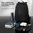 thumbnail image 4 of Waterproof Motorcycle Helmet Backpack - Oversized Black Dual-Shoulder Bag with Large Capacity for Full Helmets, Travel, Outdoor Adventures & Laptop Storage, Durable Construction for Daily Riding &, 4 of 6