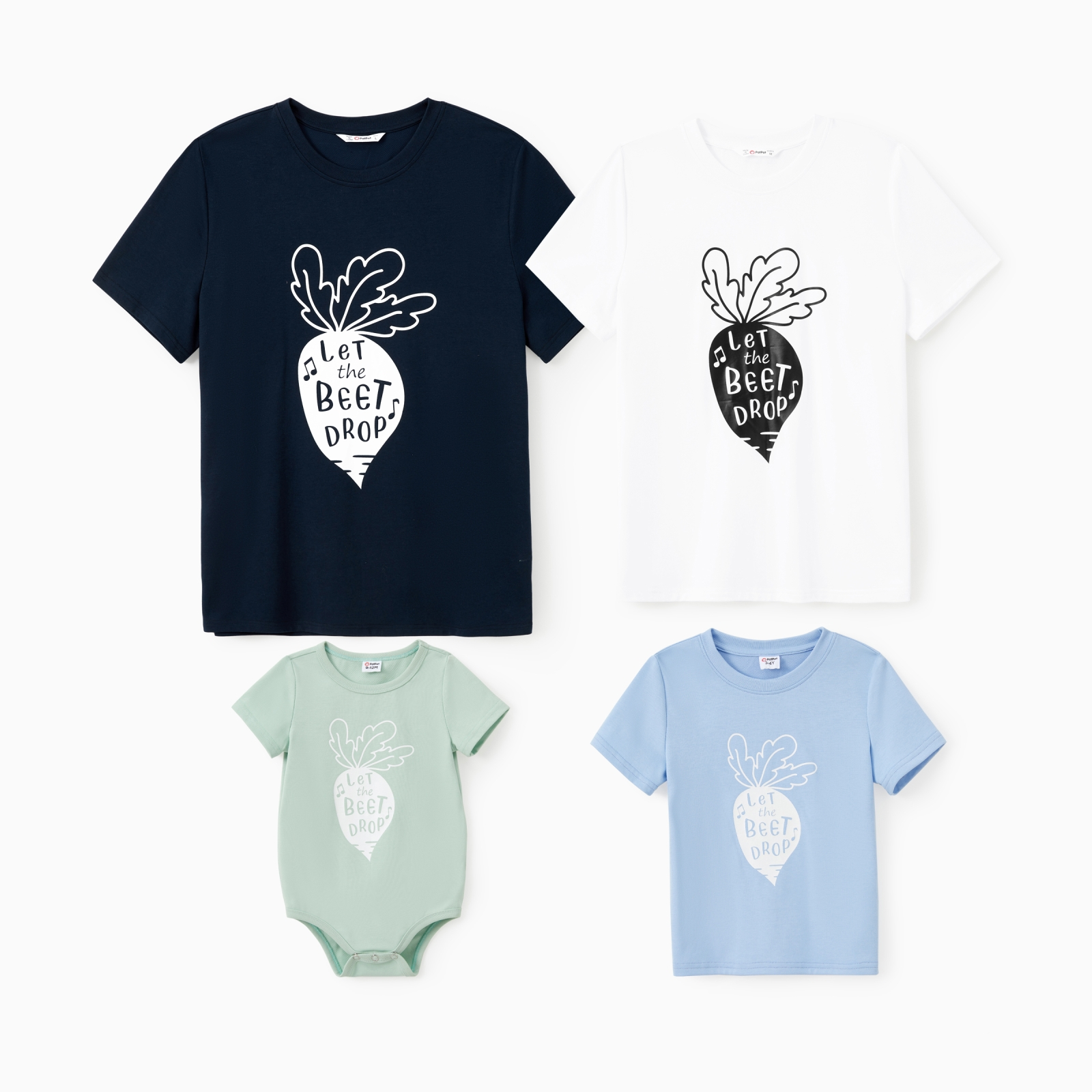 PatPat Family Matching Short Sleeves Round Neck Text Print Beet Graphic Tee