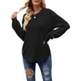 thumbnail image 1 of Bellella Pull Tricoté pour Femmes Couleur Unie Col Rond Pull de Travail Noir m, 1 of 3