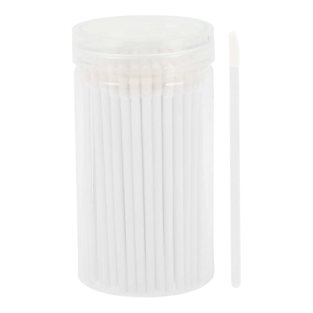 Unique Bargains 100 Pcs Disposable Barreled Solid Rod Lip Brush for Vacation White Plastic Flocking
