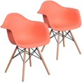 thumbnail image 1 of 2 Pk. Alonza Series Peach Plastic Chair with Wooden Legs, 1 of 7
