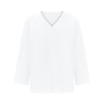 thumbnail image 4 of Timegard Womens Summer Tops V-Neck 3/4 Sleeve Button down Solid Color Lightweight Casual Loose Tops, 4 of 6