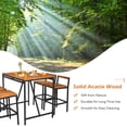 thumbnail image 3 of Patiojoy 5PCS Patio Rattan Bar Set with Umbrella Hole Wood High-Dining Bistro Set with 4 Bar Stools for Poolside&Garden, 3 of 7