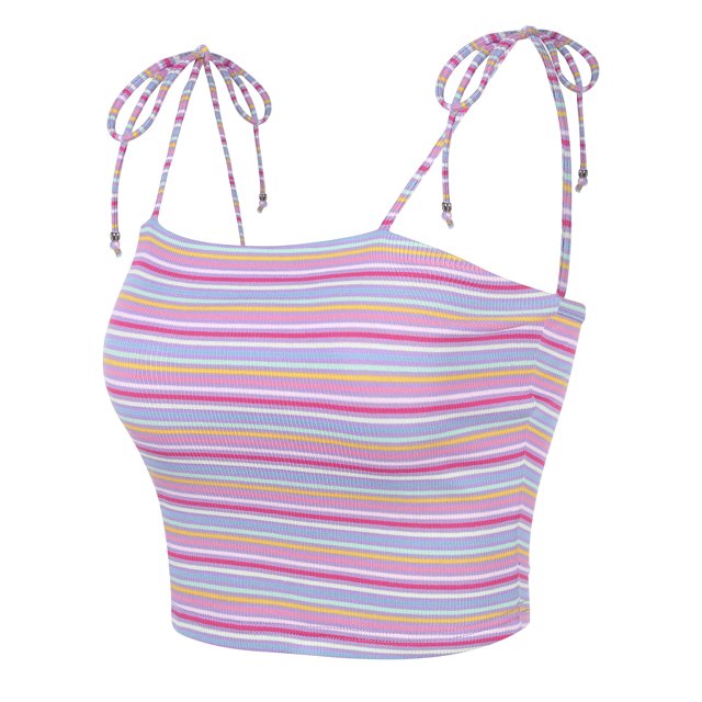 INSPIRE CHIC Camisole Tube d'Été à Bretelles Spaghetti à Nouer à Rayures pour Femme G Multicolore Lavande