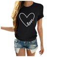 thumbnail image 3 of T-shirt Décontracté à Manches Courtes Col Rond Imprimé Lettre en Forme de Cœur pour Femmes pour la Saint-Valentin, 3 of 5