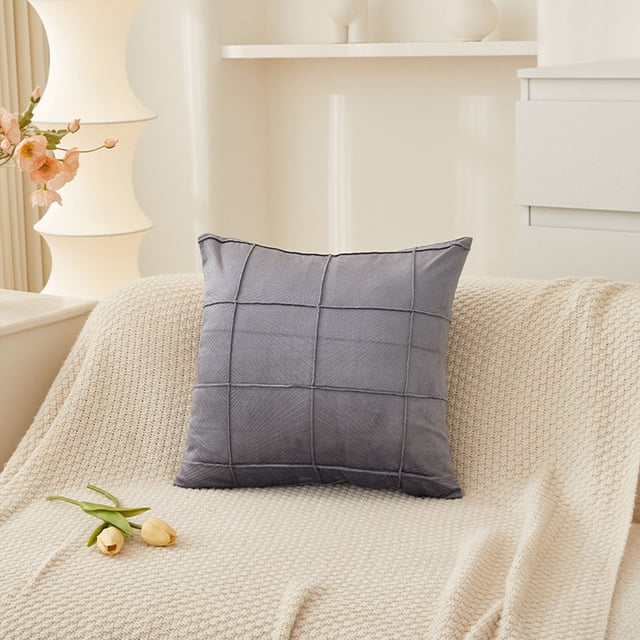 Brushed Pillowcase Line Back Cushion Pillow Case For Sofa Bedroom