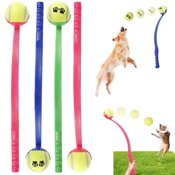 2pcs Dog Ball Launcher Dog Toy Dog Ball Thrower Dog Fetch & Play Toy with 2 Tennis Balls Durable Ball Launcher Thrower Dog Ball Hands Free Pick Up and Throw Play Exercise Puppy Toy for Pe