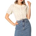 thumbnail image 1 of INSPIRE CHIC Women's Floral Puff Sleeves Pleated Collar Button Down Shirt, 1 of 4