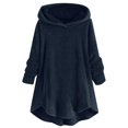 thumbnail image 1 of Womens Cardigan Plus Size Button Plush Tops Hooded Loose Cardigan Wool Coat Winter Jacket Navy Xl, 1 of 5