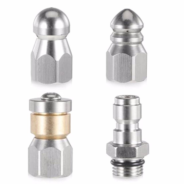 relayinert 4piece Robust And Durable Sewer Jetter Nozzle Wide Application Efficient Cleaning Universal Fit