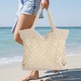 thumbnail image 3 of Miangastore Portable Beach Bag Cotton Thread Hand Crocheted Bag Handmade Shoulder Bag Large Capacity Messenger Bag 1 Set Beige, 3 of 9