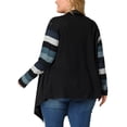 thumbnail image 3 of GRACE & GRANDEUR Cardigan en tricot à manches longues à rayures pour femmes grande taille 4X Noir, 3 of 6